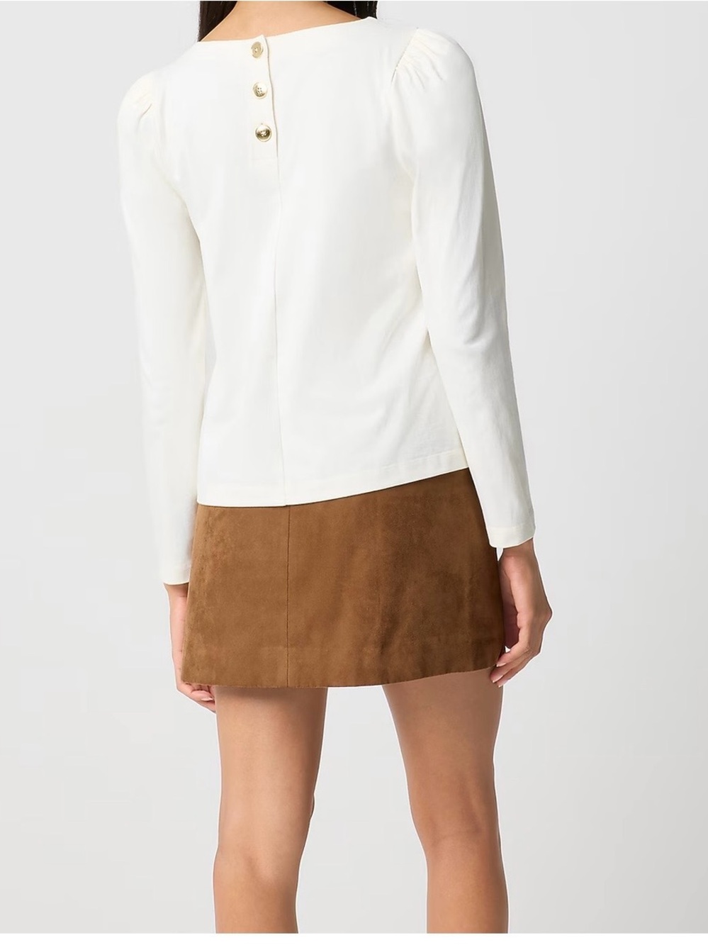 J. Crew Ivory Puff Shoulder Crewneck Sweatshirt
